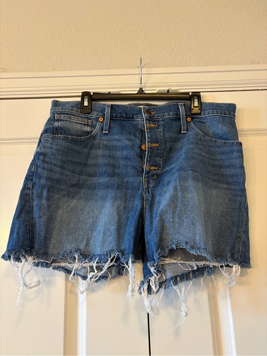 Madewell Pants - Madewell Distressed Mid-Blue Denim Cutoff Shorts
